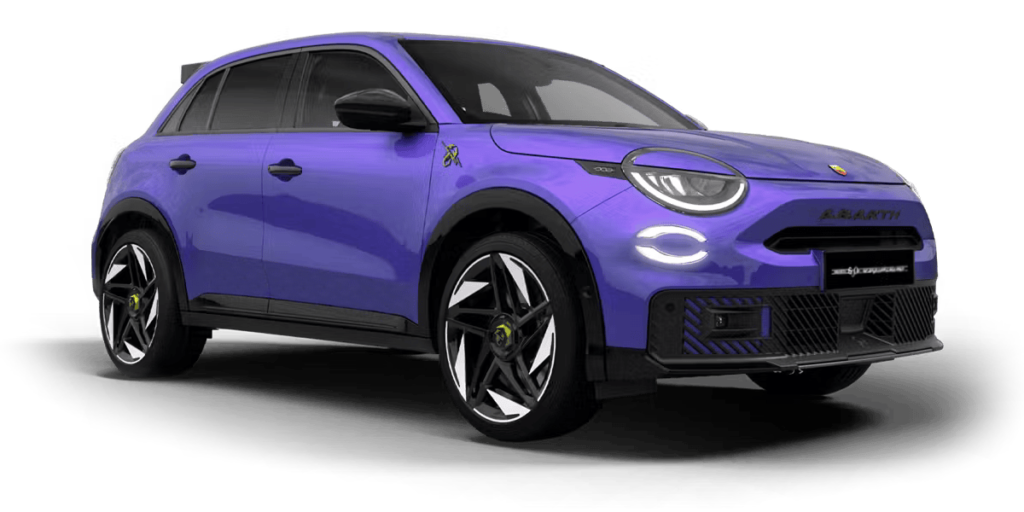 Abarth 600e Electric Cars Technical Specification-Full_electric-Abarth 600e Turismo Electric Exterior EV_Database Battery Real_Range Charging Dimensions Weight Gallery