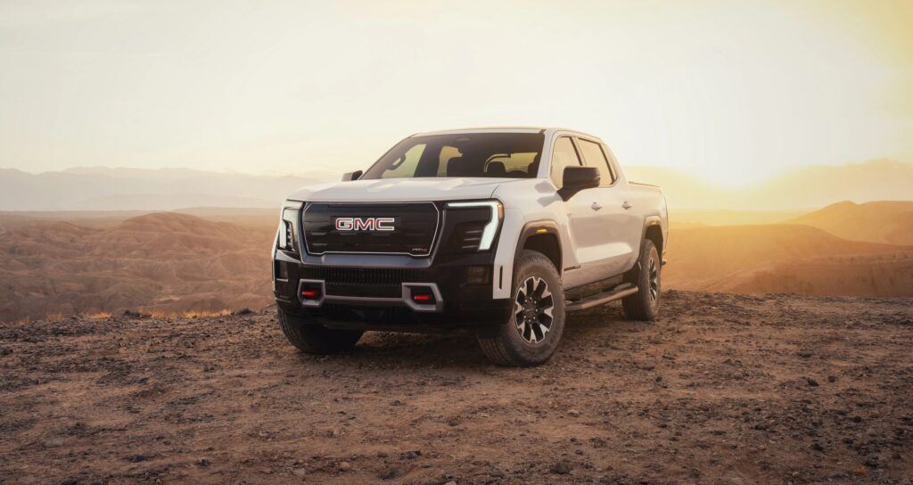 GMC Sierra EV AT4 Electric Pickup Truck Technical Specs Full-electric GMC Sierra EV AT4 Exterior Interior EV_Database Battery Real-Range Charging Dimensions Weight Gallery
