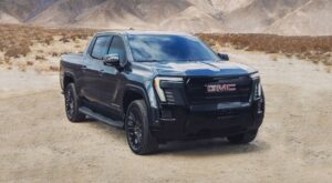 GMC Sierra EV Elevation Electric Pickup Truck Technical Specs Full-electric GMC Sierra EV Elevation Exterior Interior EV_Database Battery Real-Range Charging Dimensions Weight Gallery